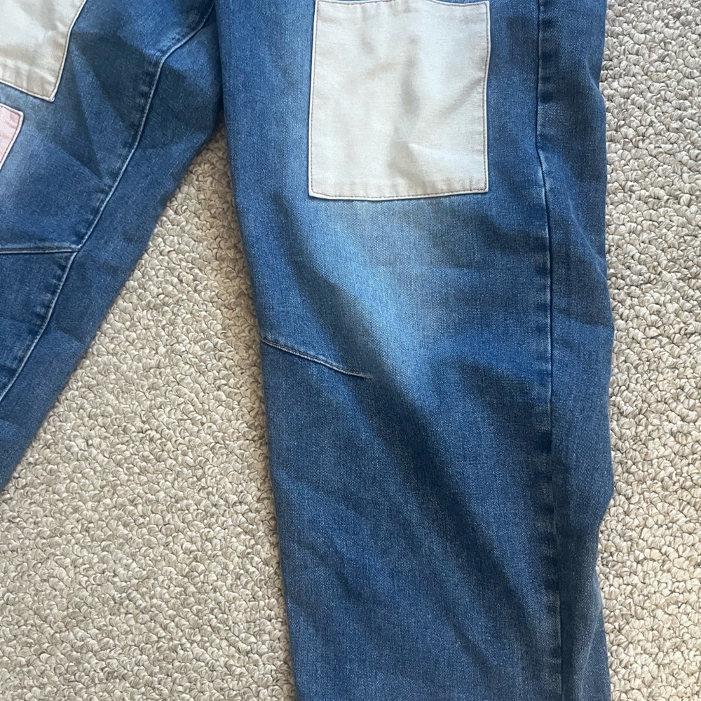 Bibi Multi Colored Patchwork Denim Barrel Jeans - image 4